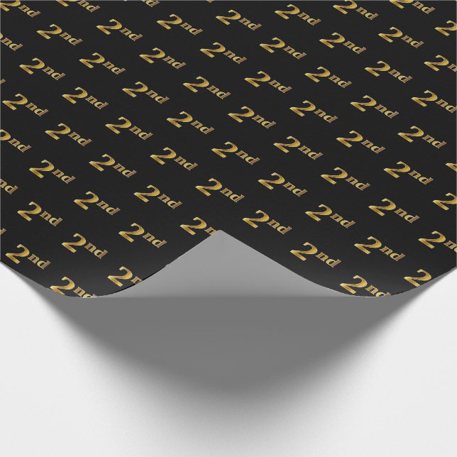 Black, Faux Guld 2:a (andra) händelsen Presentpapper (Hörn)