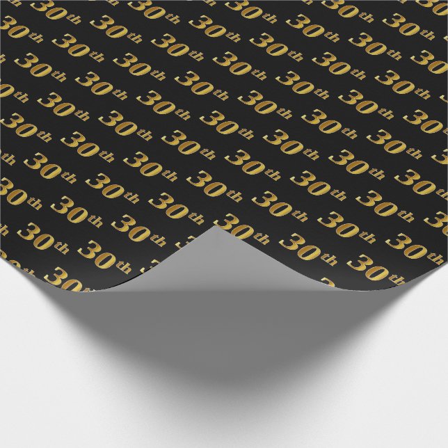 Black, Faux Guld 30:e (trettionde) händelsen Presentpapper (Hörn)