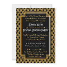 Black Faux Guld Art Deco Fläkt Mönster Bröllop