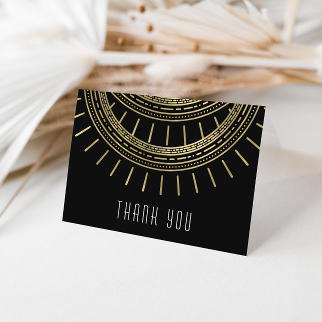 Black & Faux Guld Art Deco Stil Tack Kort (Skapare uppladdad)