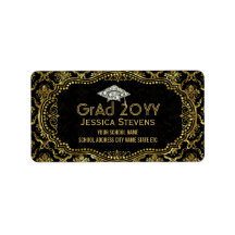 Black & Faux Guld Damasker & Glitter Grad Hat 2