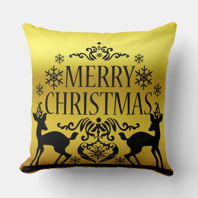 Black Faux Guld God jul deorative Pillow Kudde (Framsida)