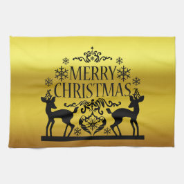 Black Faux Guld God jul Kitchen Hand Towel Kökshandduk