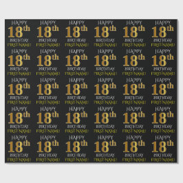 Black, Faux Guld "LYCKLIG 18:e BIRTHDAY" Presentpapper