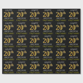 Black, Faux Guld "LYCKLIG 20 BIRTHDAY" Presentpapper