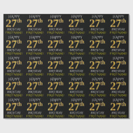 Black, Faux Guld "LYCKLIG 27:e BIRTHDAY" Presentpapper