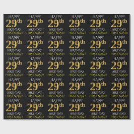 Black, Faux Guld "LYCKLIG 29:e BIRTHDAY" Presentpapper