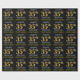 Black, Faux Guld "LYCKLIG 35e BIRTHDAY" Presentpapper