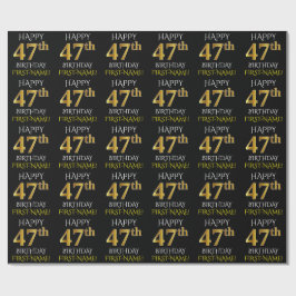 Black, Faux Guld "LYCKLIG 47:e BIRTHDAY" Presentpapper