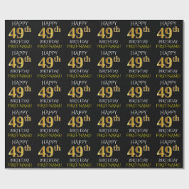 Black, Faux Guld "LYCKLIG 49:e BIRTHDAY" Presentpapper