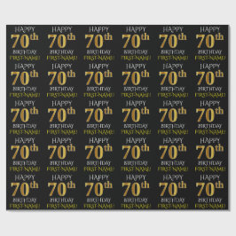 Black, Faux Guld "LYCKLIG 70 BIRTHDAY" Presentpapper