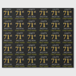 Black, Faux Guld "LYCKLIG 71:a BIRTHDAY" Presentpapper