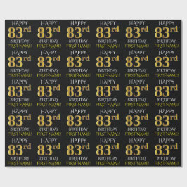 Black, Faux Guld "LYCKLIG 83:e BIRTHDAY" Presentpapper