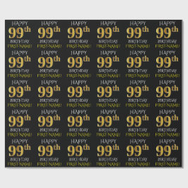 Black, Faux Guld "LYCKLIG 99 BIRTHDAY" Presentpapper
