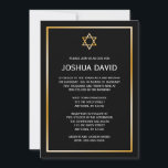Black Faux Guld Star of David Pub Mitzvah Inbjudningar<br><div class="desc">En klassisk inbjudan till Pub Mitzvah med en David-stjärna i faux guld och svart. Modern och formell inbjudan som är lätt att anpassa till ditt evenemang. Mönster är platt tryckta illustrationer/grafik - INTE FAKTISKT GOLD FOIL.</div>