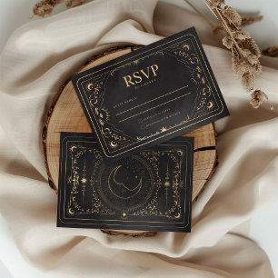 Black & Faux Guld Tarot Celestial Bröllop OSA Kort