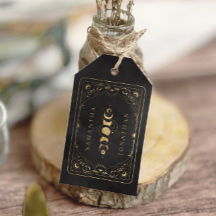 Black & Faux Guld Tarot Celestial Bröllop Presentetikett
