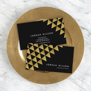 Black Faux Guld Triangle Consultant Geometric Visitkort
