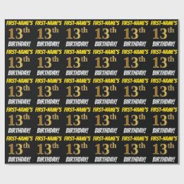 Black, Faux/Imitation Guld, "13:e BIRTHDAY" Presentpapper