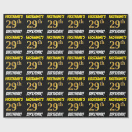 Black, Faux/Imitation Guld, "29:e BIRTHDAY" Presentpapper