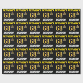 Black, Faux/Imitation Guld, "68:e BIRTHDAY" Presentpapper