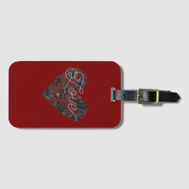 Black Faux Lace Heart Floral Bagagebricka