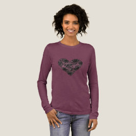 Black Faux Lace Heart Floral T Shirt