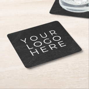 Black Faux Leather-Anpassningsbarna Business Logot Underlägg Papper Kvadrat