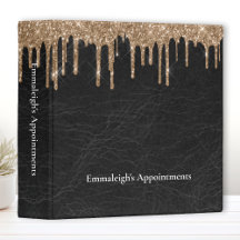Black Faux Leather Guld Glitter Drift Möte