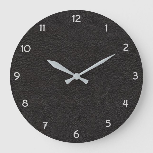 Black Faux Leather Stor Klocka (Framsida)