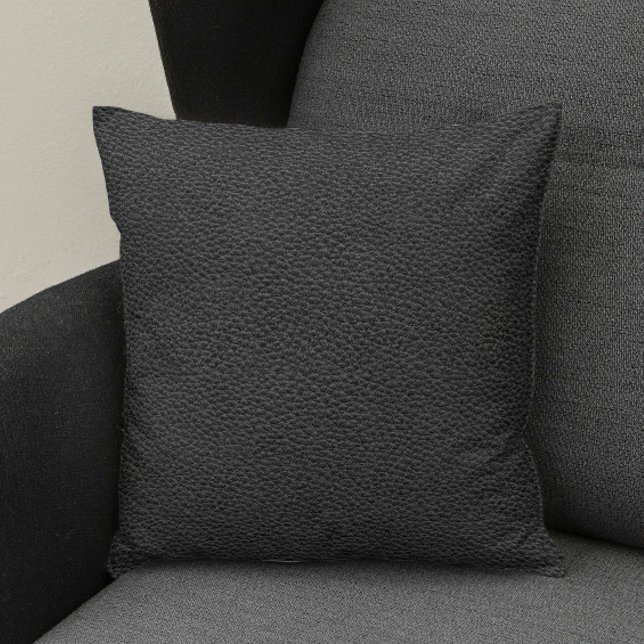 Black Faux Leather Titta Dekorativ kudde (Skapare uppladdad)