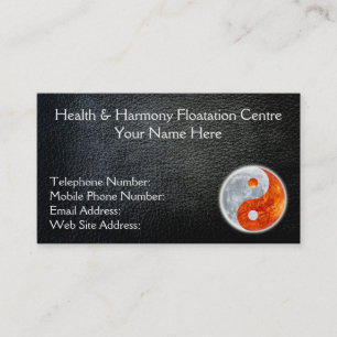 Black Faux Leather Yin-Yang Health Affärskorts Visitkort