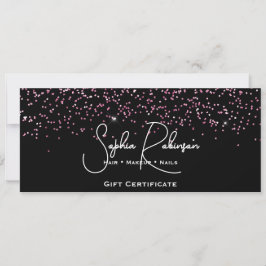 Black & Faux Pink Glitter Gift Certificate Card Inbjudningar