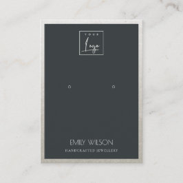 BLACK FAUX SILVER GRÄNS LOGOTYP EARRING VISNING VISITKORT