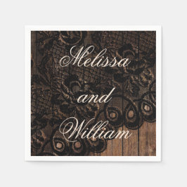 Black Faux Snöre Bröllop Pappersservett