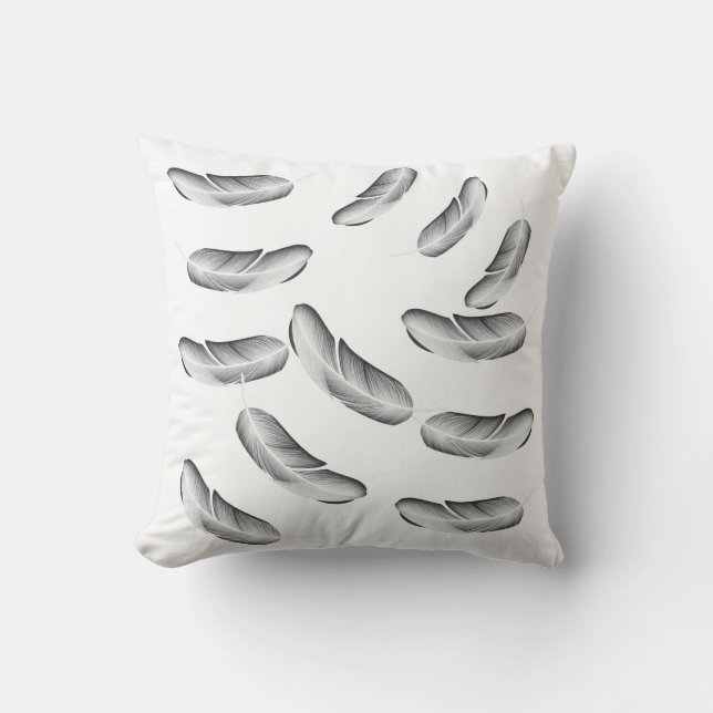 "Black Feather Elegance Decorative Pillow" Kudde (Framsida)