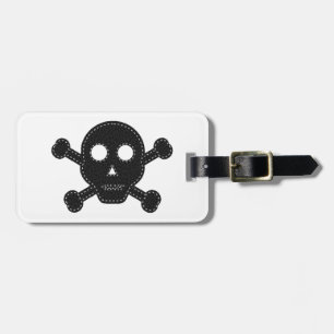 Black Felt Skull Bagagebricka