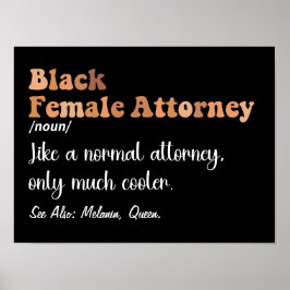 Black Female Attorney Funny Definition Attorneys Poster