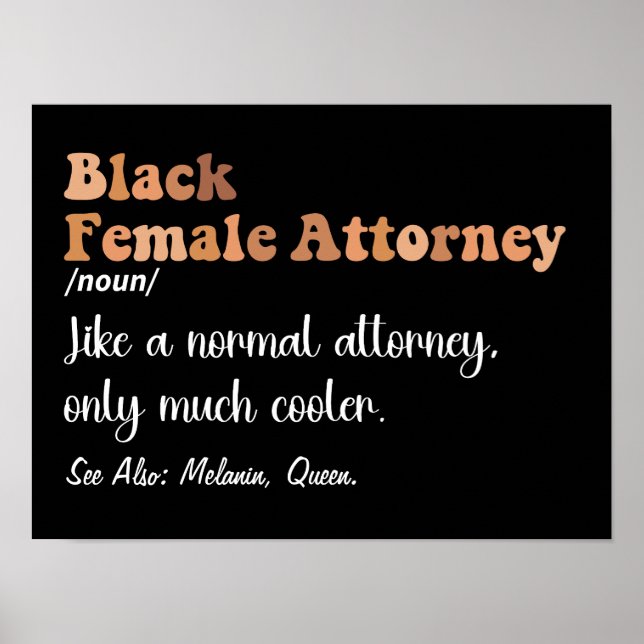 Black Female Attorney Funny Definition Attorneys Poster (Framsidan)