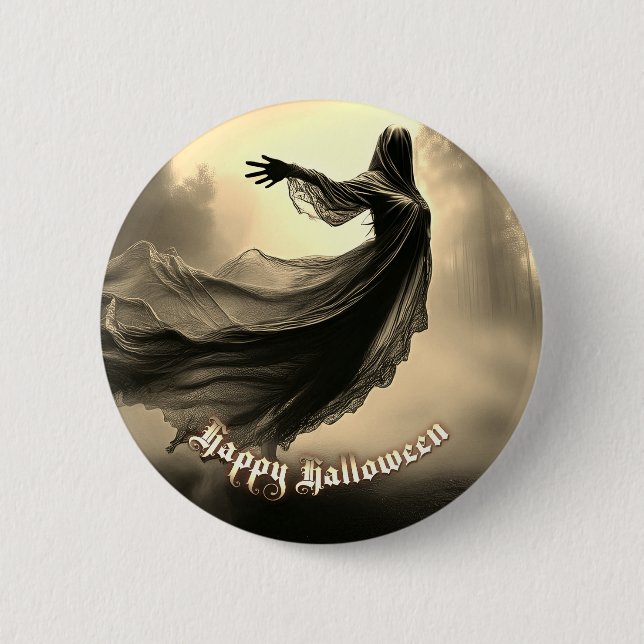 Black Female Ghost i Hellscape - Halloween Knapp (Framsida)