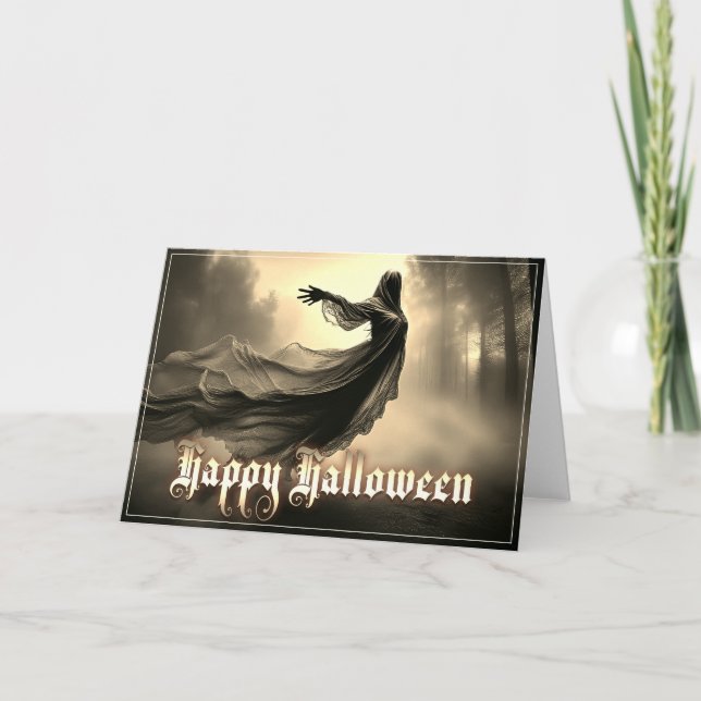 Black Female Ghost i Hellscape - Halloween Kort (Framsida)