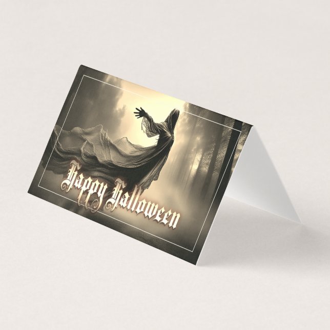 Black Female Ghost i Hellscape - Halloween Kort (Framsida)