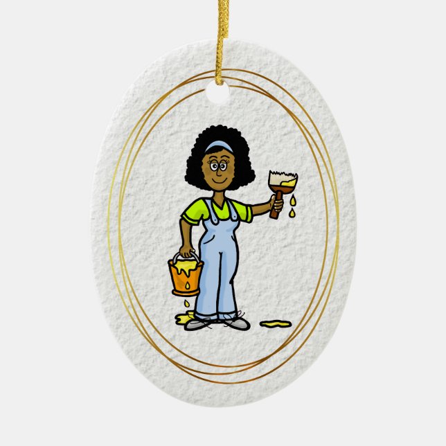 Black Female House Painter Ornament (Framsidan)