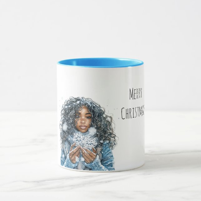 Black Female Snowflake Christmas Mugg (Center)