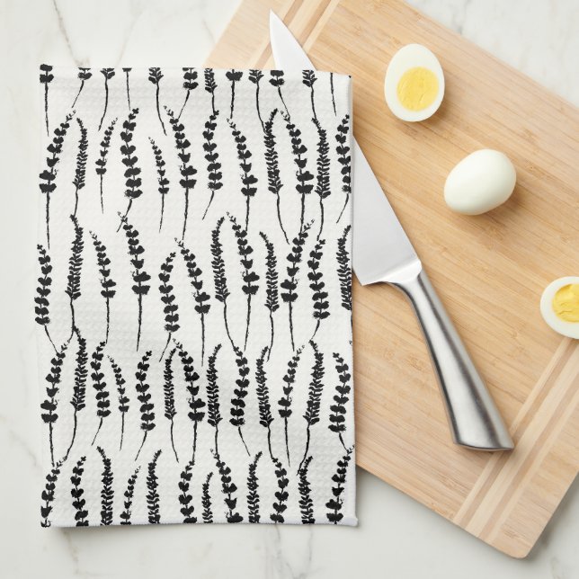 Black Fern Print på köket Kökshandduk (Vikt i Fjärdedel)
