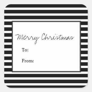 Black Festive Rand Helgdag Stickers Fyrkantigt Klistermärke
