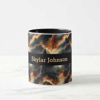 Black Fiery Marble Personlig Coffee Mugg