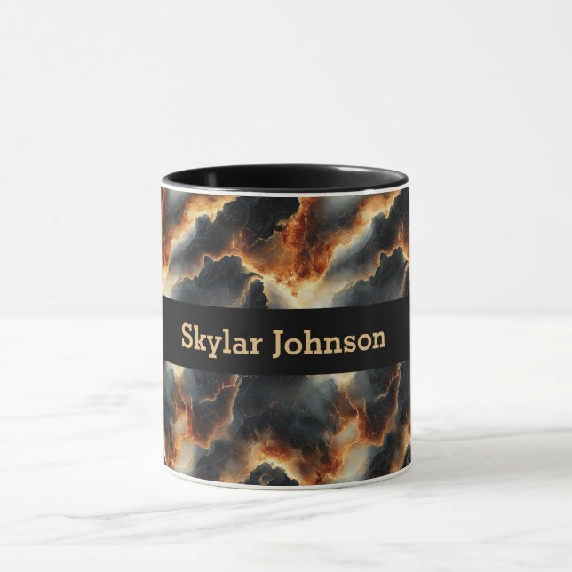 Black Fiery Marble Personlig Coffee Mugg (Center)