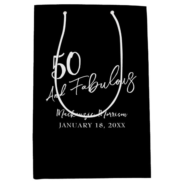 Black Fifty and Fabulous Script Birthday Party (Framsidan)