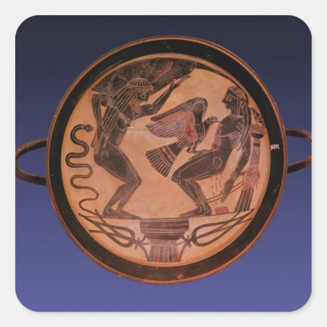 Black figur kylix fyrkantigt klistermärke (Framsida)
